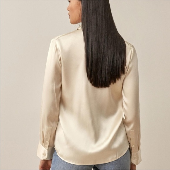 Reformation Sky Silk Blouse Ivory - Picture 3 of 8